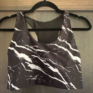 Terez Black and White Marble Sports Bra